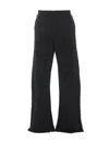 Mm6 Maison Margiela Wide Leg Elastic Waist Trousers With Distressed Detailing In Black