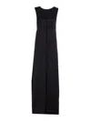 Mm6 Maison Margiela Long Dress With Shoulder Epaulettes And Splits In Black