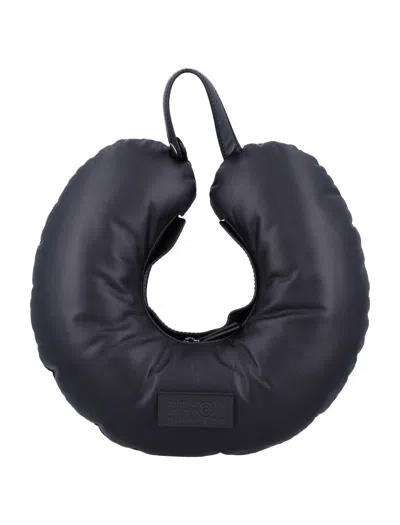 Mm6 Maison Margiela Mini Puffer Handbag Travel Pillow In Black