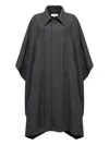 Mm6 Maison Margiela Grey Coat With Wool Trim In Gray