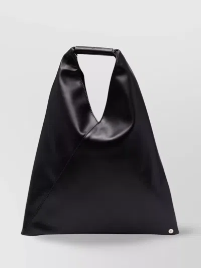 Mm6 Maison Margiela Japanese Triangle Leather Tote Bag In T8013 Black