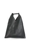 Mm6 Maison Margiela Triangular Black Handbag With Contrasting Stitching In Gray