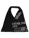 Mm6 Maison Margiela Triangular Hand-bag With Bold Logo Print In Black