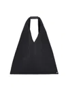Mm6 Maison Margiela Triangular-shaped Bag With Padded Grip And Metallic Accent In Black