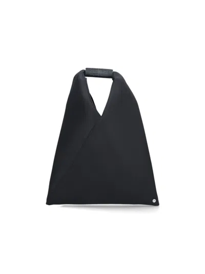 Mm6 Maison Margiela Triangular-shaped Black Bag With Structured Silhouette