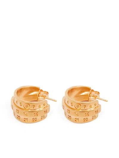Mm6 Maison Margiela Triple-logo Earrings In Gold