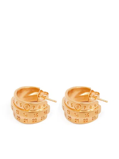 Mm6 Maison Margiela Triple-logo Earrings In Gold