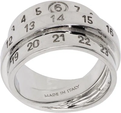 Mm6 Maison Margiela Triple Logo Numeric Signature Ring In White
