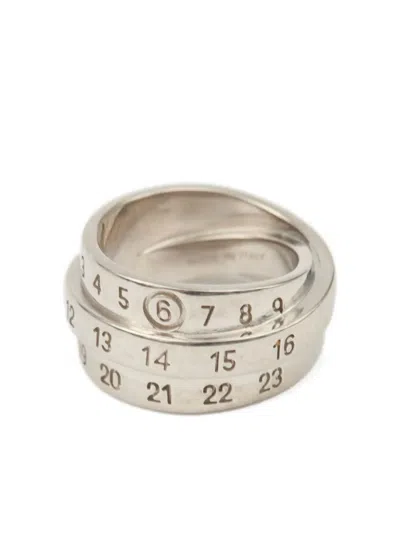 Mm6 Maison Margiela Triple Logo Ring In Silver