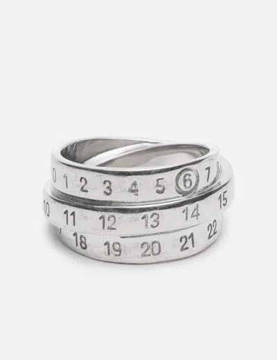 Mm6 Maison Margiela Triple Logo Ring In Silver