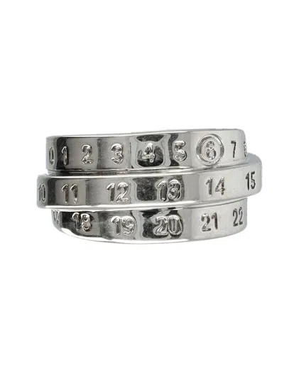 Mm6 Maison Margiela Triple Logo Ring In Metallic
