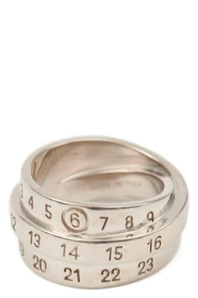 Mm6 Maison Margiela 'triple Logo' Ring In Silver