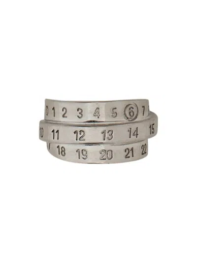 Mm6 Maison Margiela Triple Ring Minimal Numeric In Metallic