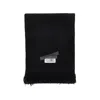 Mm6 Maison Margiela Fringed Wool Scarf With Logo Patch In Black
