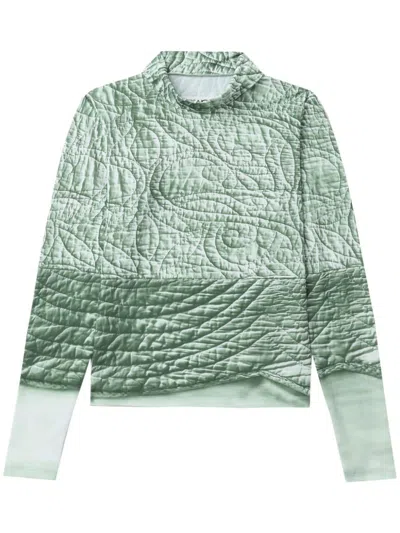 Mm6 Maison Margiela Trompe L'oeil-print Top In 绿色