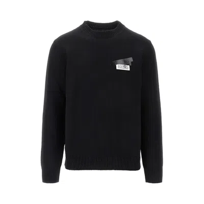 Mm6 Maison Margiela Trompe L'oeil Print Wool-blend Sweater In Black
