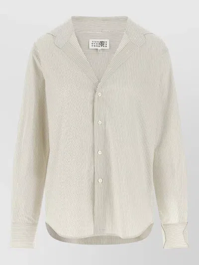 Mm6 Maison Margiela Trompe Loeil Striped Shirt Long Sleeves In Neutral
