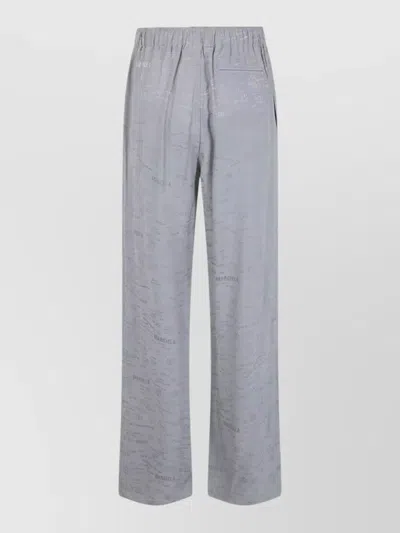Mm6 Maison Margiela Trousers Allover Print Elastic Waistband Pockets In Gray