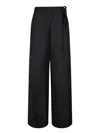 Mm6 Maison Margiela Mm6 By Maison Margiela High-waisted Black Canvas Pareo Trousers With Adjustable Tie In Black