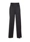 Mm6 Maison Margiela Black Virgin Wool Blend Straight Trousers In Black