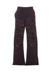 Mm6 Maison Margiela Cotton Joggers With Back Pocket And Distressed Detailing In Purple