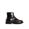 Mm6 Maison Margiela Mm6 By Maison Margiela Trunk Leather Ankle Boots With Block Heel In Black