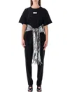 Mm6 Maison Margiela Tshirt Sequin Gloves In Black