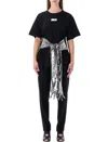 Mm6 Maison Margiela Tshirt Sequin Gloves In Black