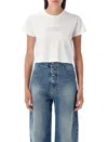 Mm6 Maison Margiela White Jersey Cropped Numeric Signature T-shirt In White