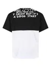 Mm6 Maison Margiela Mm6 By Maison Margiela Bicolor Contrast Print T-shirt With Round Neckline And Short Sleeves In Black