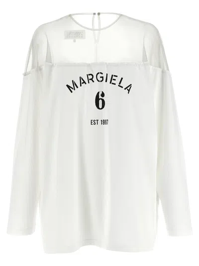 Mm6 Maison Margiela Long-sleeve Top With Bold Graphic Print In White