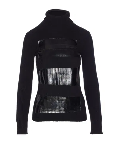 Mm6 Maison Margiela Ribbed Turtleneck Sweater In Black