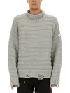 Mm6 Maison Margiela Mm6 By Maison Margiela Textured Knit Turtleneck Sweater With Oversized Silhouette In Gray
