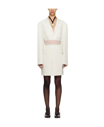 Mm6 Maison Margiela Twill Button Coat In White