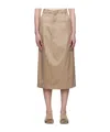 Mm6 Maison Margiela Beige Light Cotton Twill Darting Midi Skirt In Nude