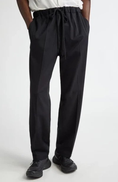 Mm6 Maison Margiela Twill Drawstring Pants In Black