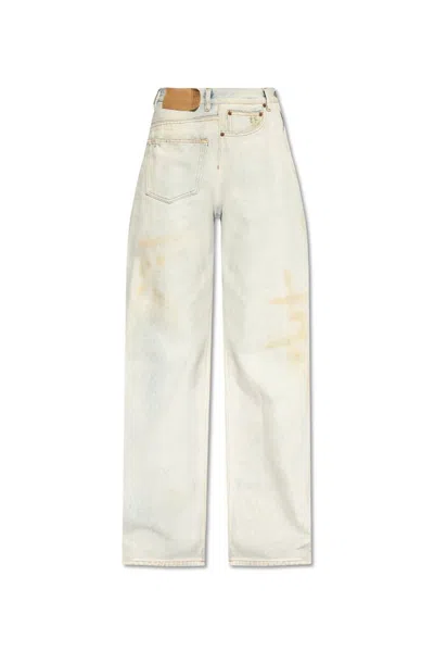 Mm6 Maison Margiela Twist Distressed Wide Leg Jeans In Blue