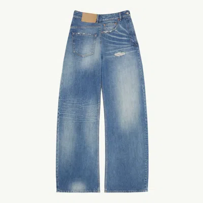 Mm6 Maison Margiela Twist Distressed Wide Leg Jeans In Blue