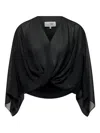 Mm6 Maison Margiela Twisted-front Long-sleeve Blouse In Black