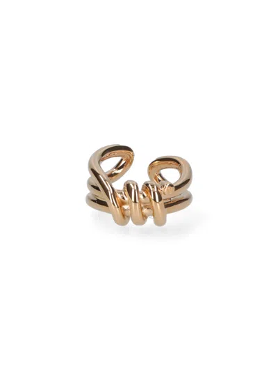 Mm6 Maison Margiela Twisted Statement Ring In Golden