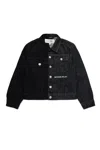 Mm6 Maison Margiela Two-tone Denim Jacket With Lettering In Black