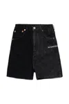 Mm6 Maison Margiela Shorts In Denim Bicolor Con Lettering In Black