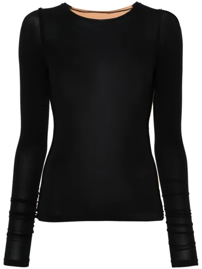 Mm6 Maison Margiela Two-tone Exposed-seam Top In Black