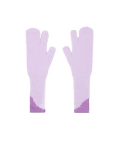 Mm6 Maison Margiela Two-tone Faux-fur Gloves In Purple