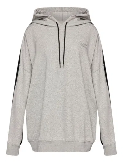 Mm6 Maison Margiela Two-tone Hooded Sweatshirt In Gray