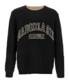 Mm6 Maison Margiela Two-tone Crew Neck Sweater With Contrast Panels In Black
