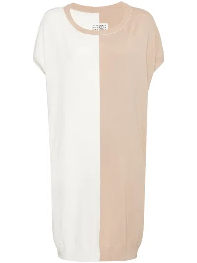 Mm6 Maison Margiela Two-tone Knitted Dress In Brown