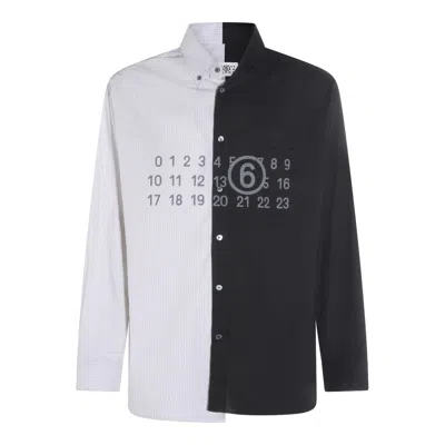 Mm6 Maison Margiela Tailored Black Shirt With Pointed Collar And Button Cuffs In Multi