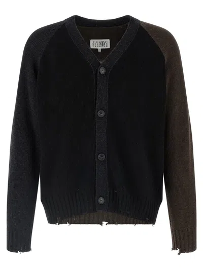 MM6 MAISON MARGIELA MM6 MAISON MARGIELA TWO-TONE SUEDE PATCH CARDIGAN