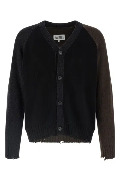 MM6 MAISON MARGIELA TWO-TONE SUEDE PATCH CARDIGAN